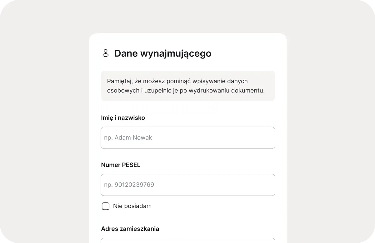 Nie musisz podawać danych